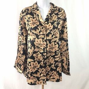 Adonna Black and Gold Floral Button Down Shirt